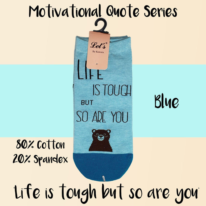 Motivational Quote Series " Life is tough but so are you " Casual Ankle Socks - Kawata House of Socks