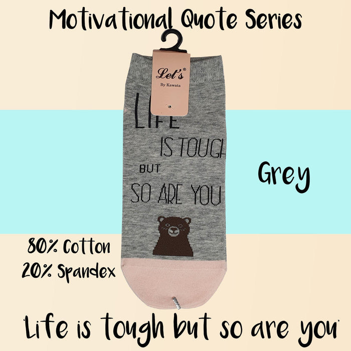 Motivational Quote Series " Life is tough but so are you " Casual Ankle Socks - Kawata House of Socks