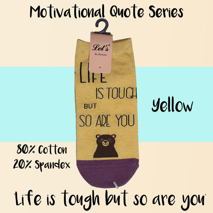 Motivational Quote Series " Life is tough but so are you " Casual Ankle Socks - Kawata House of Socks