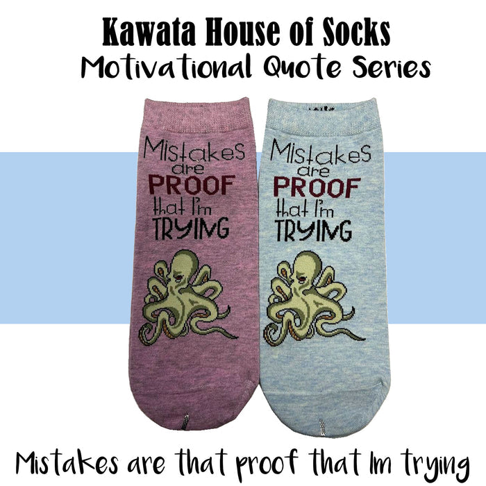 Motivational Quote Series " Mistakes are proof that I am trying " Casual Ankle Socks
