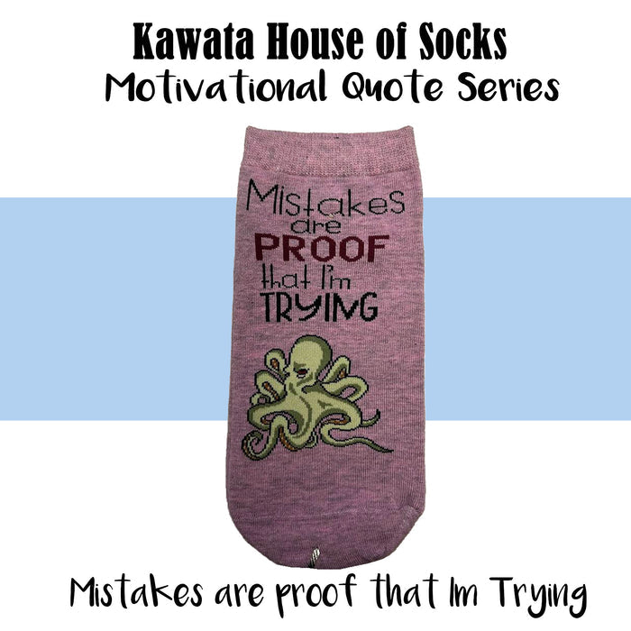 Motivational Quote Series " Mistakes are proof that I am trying " Casual Ankle Socks