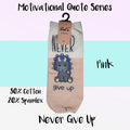 Motivational Quote Series " Never Give Up " Casual Ankle Socks - Kawata House of Socks