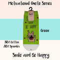 Motivational Quote Series " Smile and Be Happy " Casual Ankle Socks - Kawata House of Socks