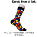 Multicolour Grid Check Pattern Mid Calf Socks EU38-EU43