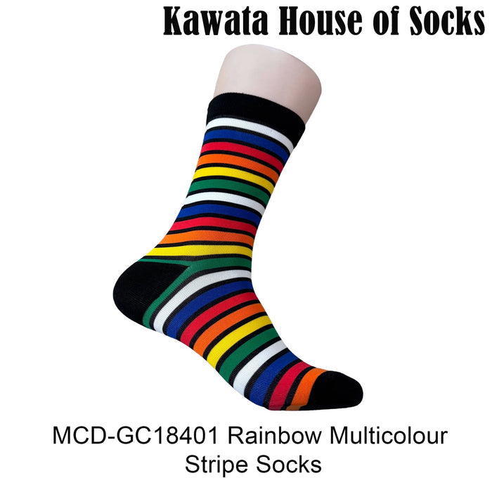 Multicolour Horizontal Stripe Pattern Mid Calf Socks EU38-EU43