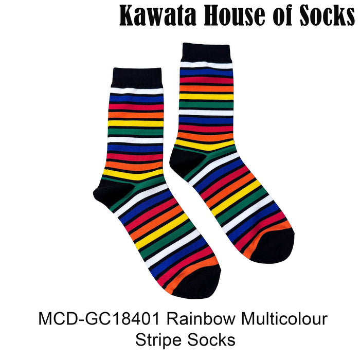 Multicolour Horizontal Stripe Pattern Mid Calf Socks EU38-EU43
