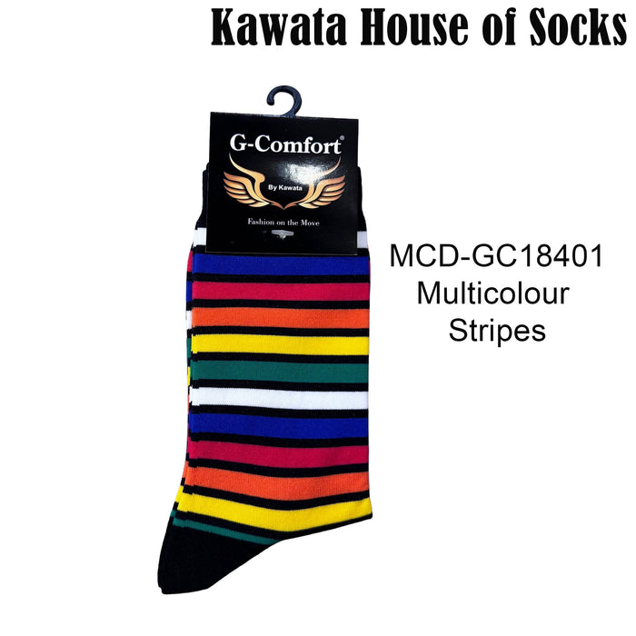 Multicolour Horizontal Stripe Pattern Mid Calf Socks EU38-EU43