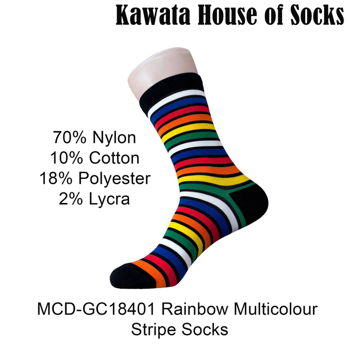 Multicolour Horizontal Stripe Pattern Mid Calf Socks EU38-EU43