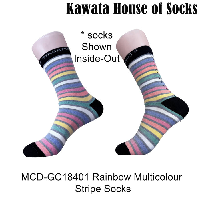 Multicolour Horizontal Stripe Pattern Mid Calf Socks EU38-EU43