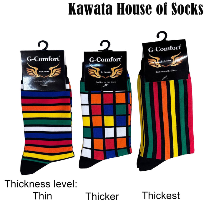 Multicolour Horizontal Stripe Pattern Mid Calf Socks EU38-EU43