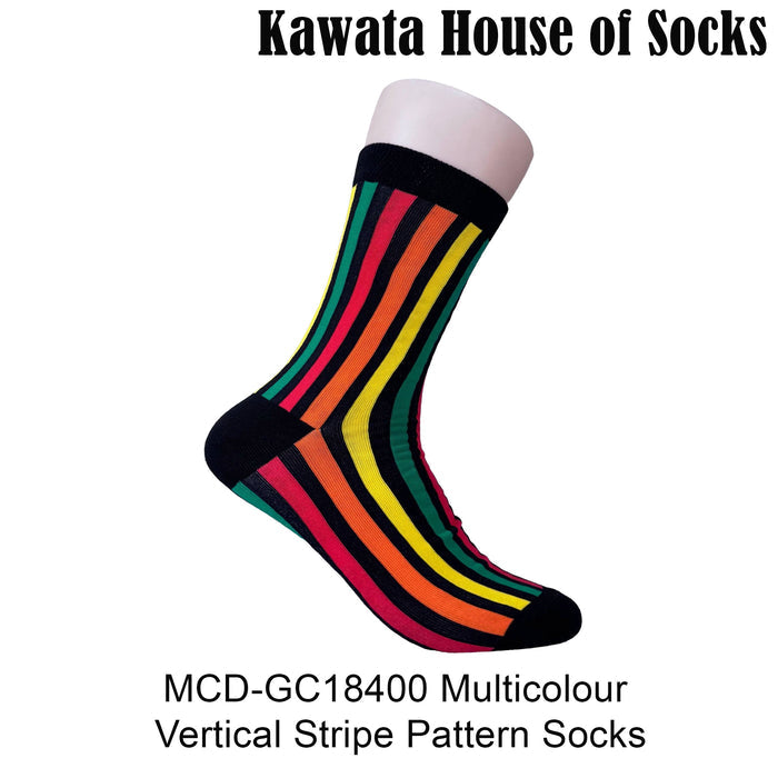 Multicolour Vertical Stripe Pattern Mid Calf Socks EU38-EU43