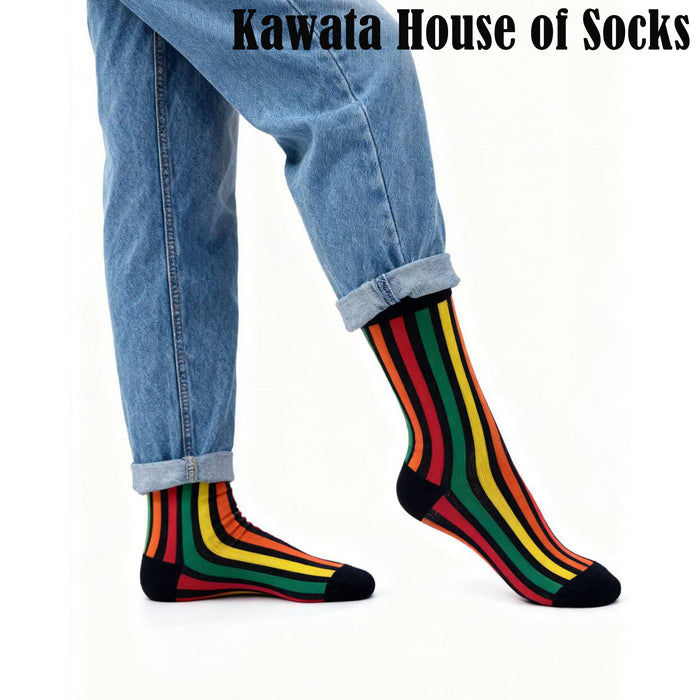 Multicolour Vertical Stripe Pattern Mid Calf Socks EU38-EU43
