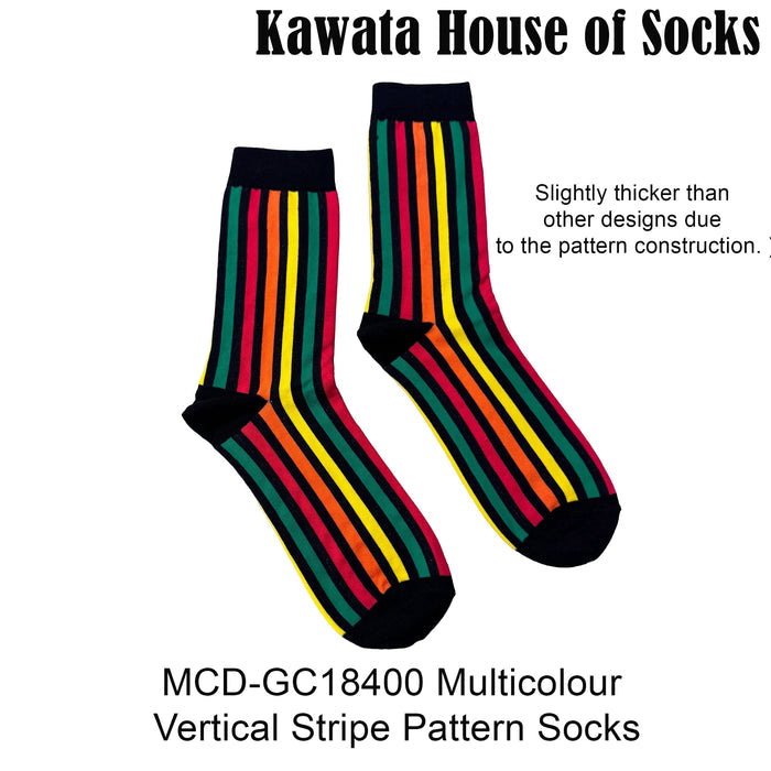 Multicolour Vertical Stripe Pattern Mid Calf Socks EU38-EU43