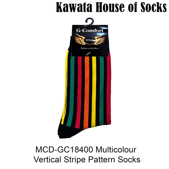 Multicolour Vertical Stripe Pattern Mid Calf Socks EU38-EU43