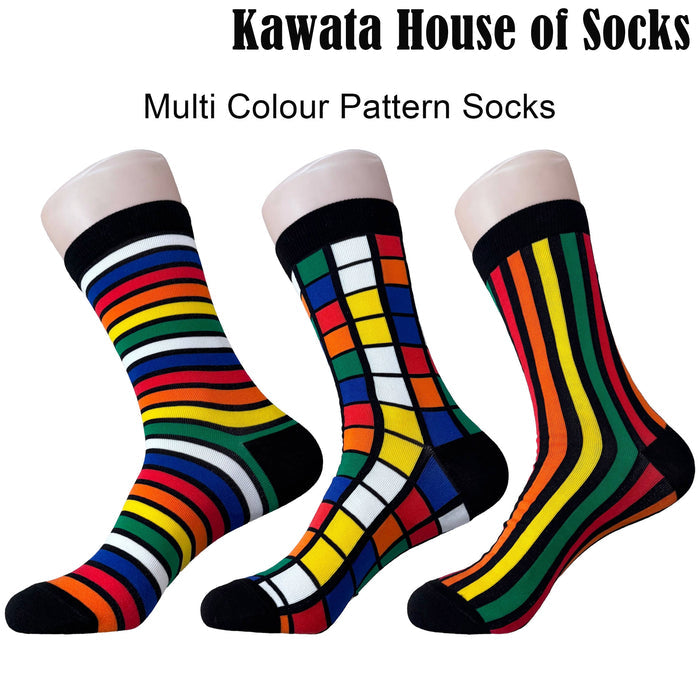 Multicolour Vertical Stripe Pattern Mid Calf Socks EU38-EU43