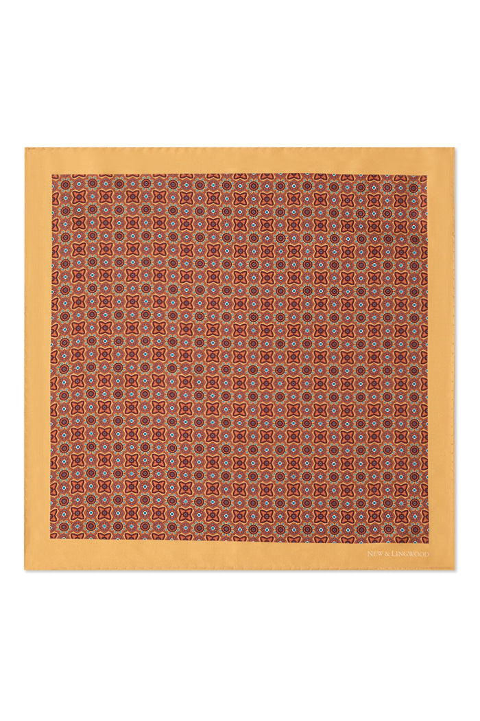 Mustard Micro Pattern Silk Pocket Square
