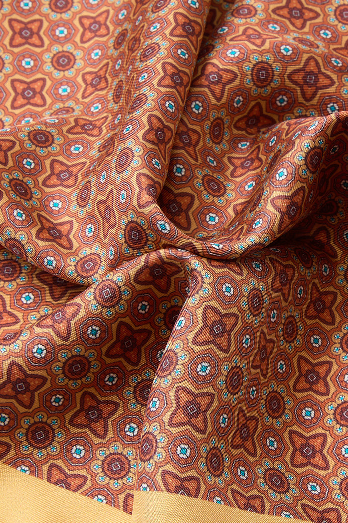 Mustard Micro Pattern Silk Pocket Square