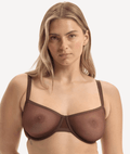 Nala Mesh Balconette Bra - Chocolate Mousse