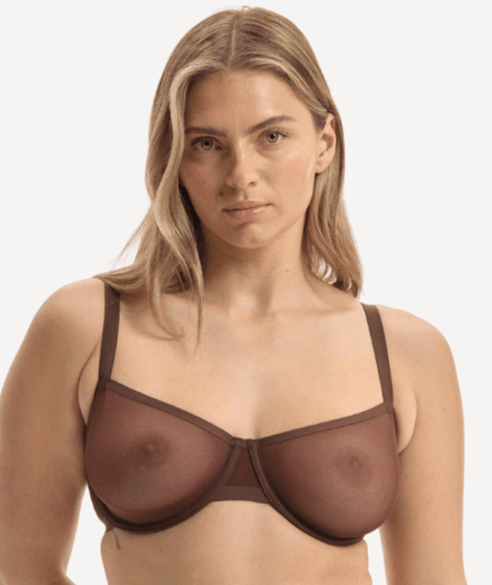 Nala Mesh Balconette Bra - Chocolate Mousse