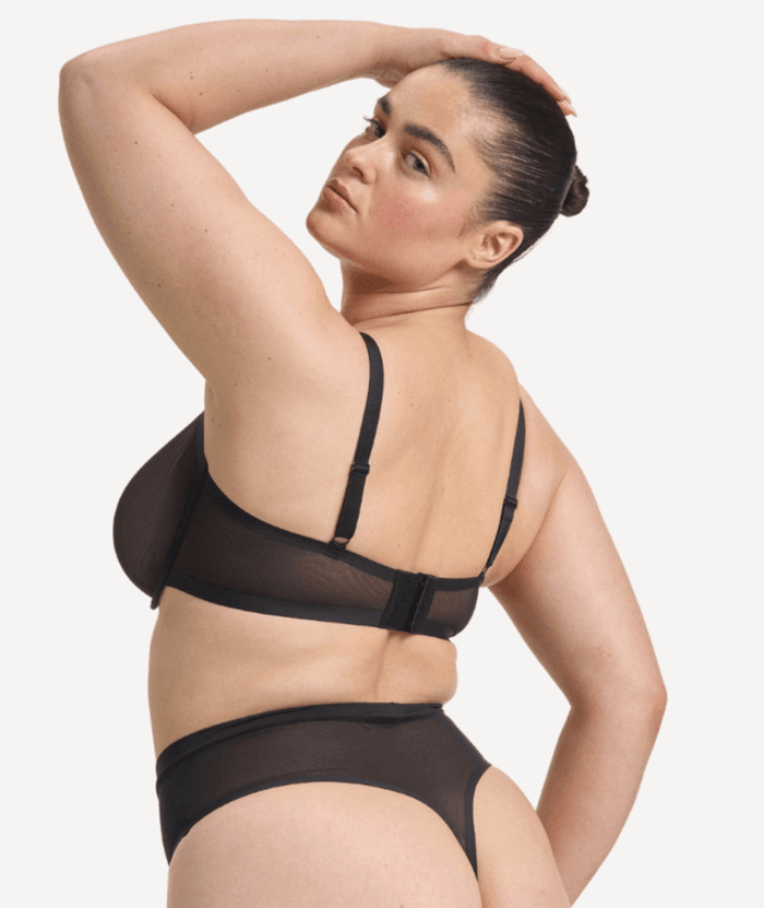 Nala Mesh Balconette Bra - Licorice