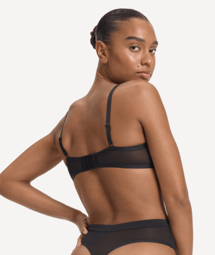 Nala Mesh Balconette Bra - Licorice