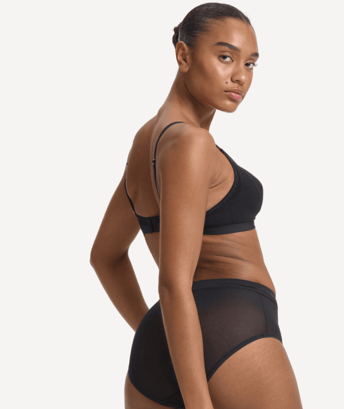 Nala Mesh Comfort Wirefree Bralette Bra - Licorice