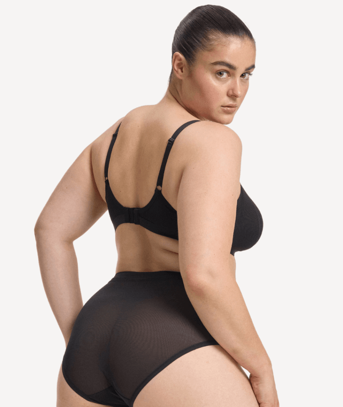Nala Mesh Comfort Wirefree Bralette Bra - Licorice
