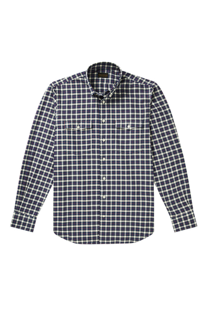 Navy & Blue Check Two-Pocket Standard Fit Shirt