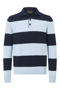 Navy & Blue Stripe Lambswool Knitted Polo