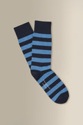 Navy & Blue Stripe Mid Calf Cotton Socks