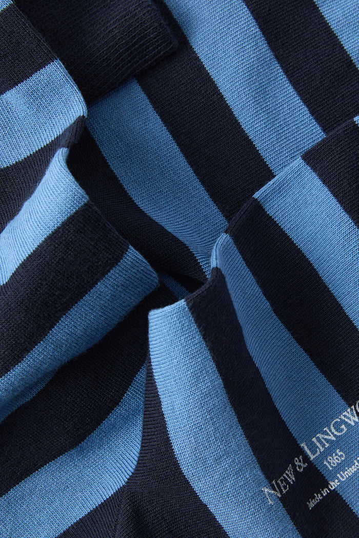 Navy & Blue Stripe Mid Calf Cotton Socks