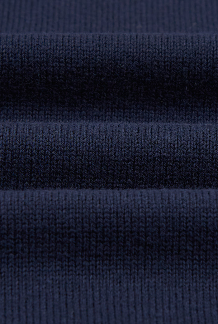 Navy Crew Neck Short Sleeve Knitted T-Shirt