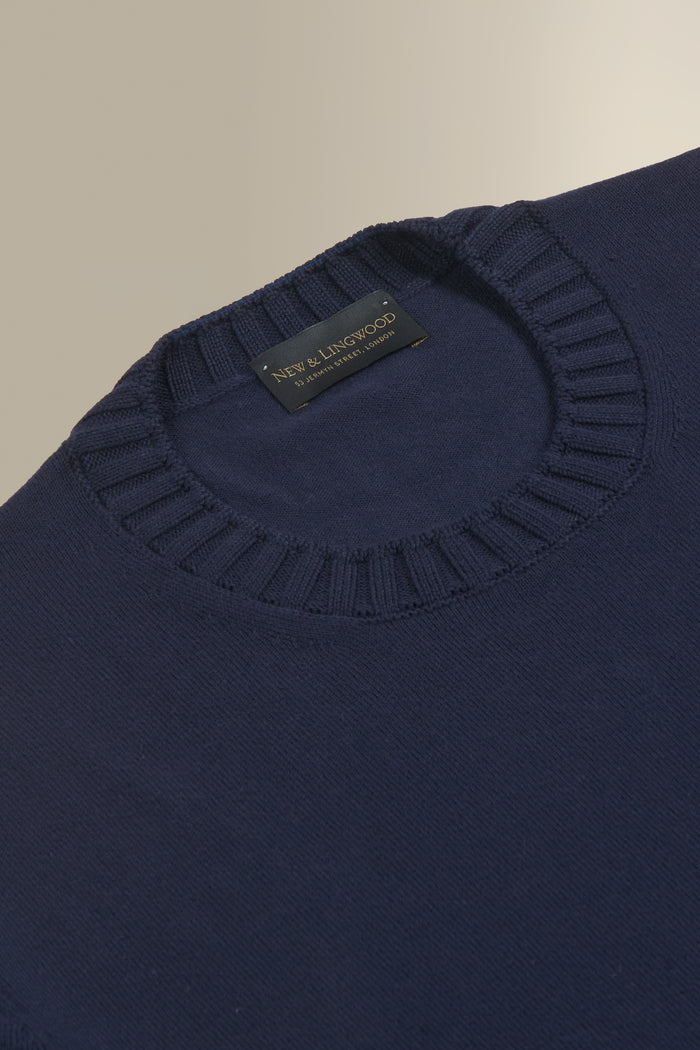 Navy Crew Neck Short Sleeve Knitted T-Shirt