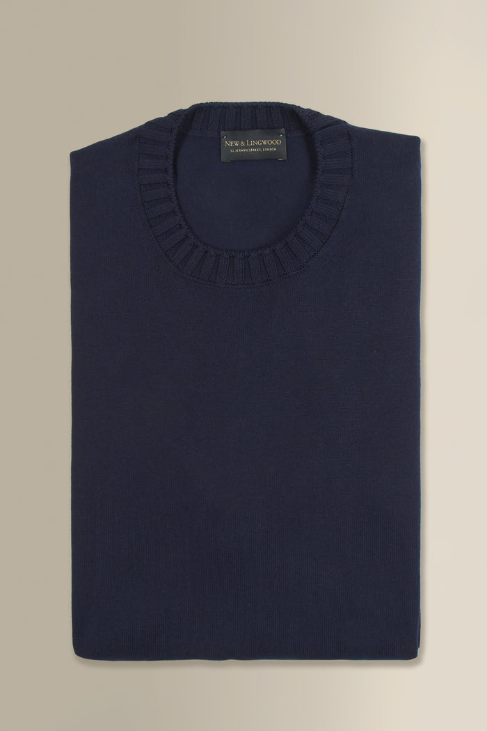 Navy Crew Neck Short Sleeve Knitted T-Shirt
