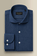 Navy Cutaway Collar Standard Fit Flannel Shirt