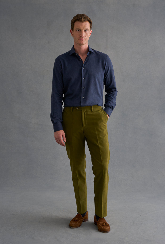 Navy Cutaway Collar Standard Fit Flannel Shirt