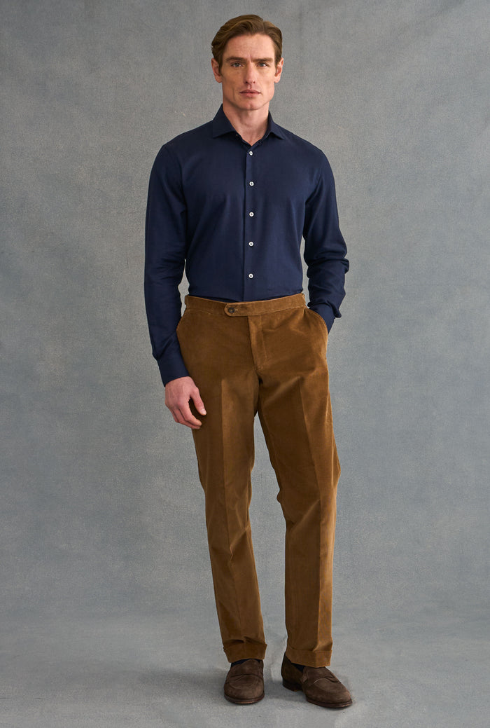 Navy Cutaway Collar Standard Fit Flannel Shirt
