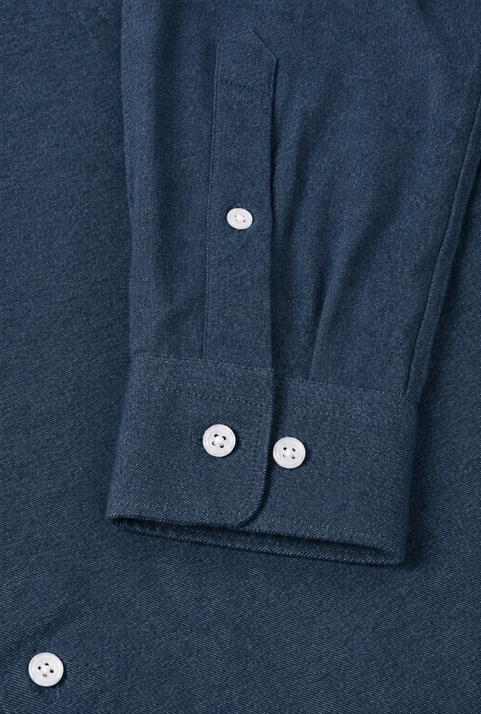 Navy Cutaway Collar Standard Fit Flannel Shirt