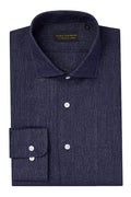Navy Cutaway Collar Standard Fit Linen Shirt