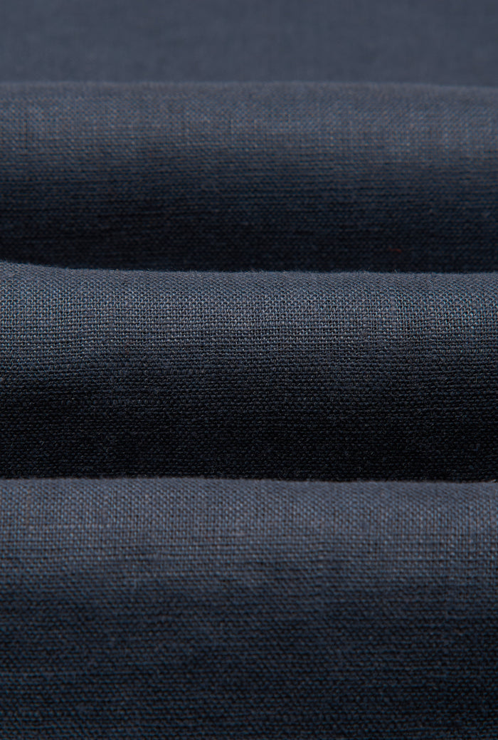 Navy Cutaway Collar Standard Fit Single Cuff Linen Shirt