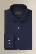 Navy Cutaway Collar Tailored Fit Stretch Shirt