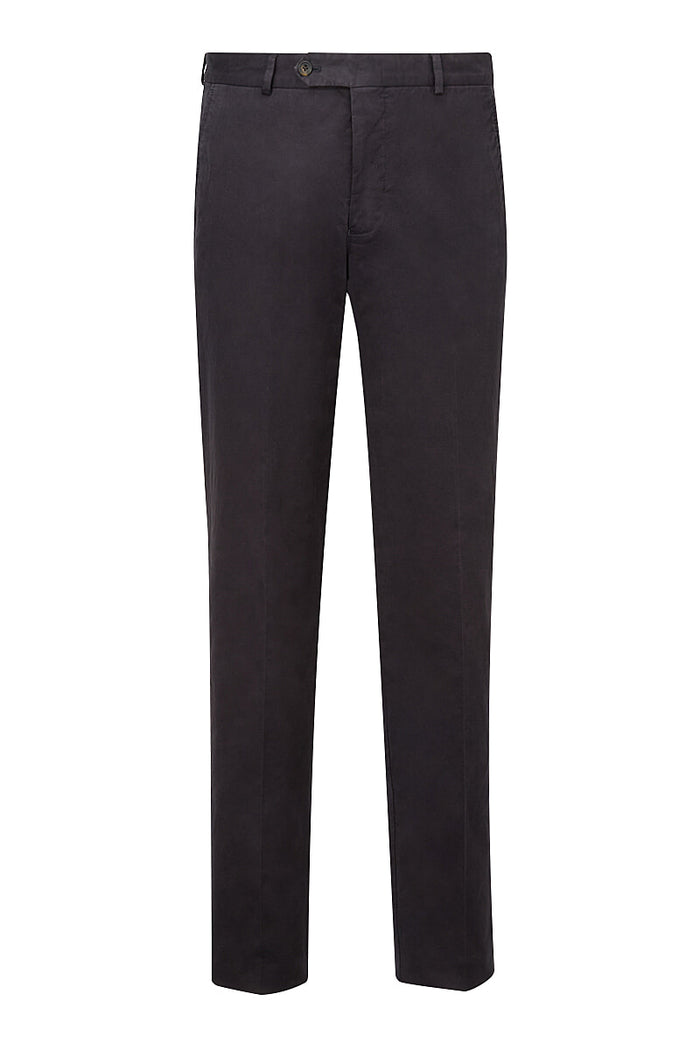 Navy Flat Front Garment Dyed Trousers