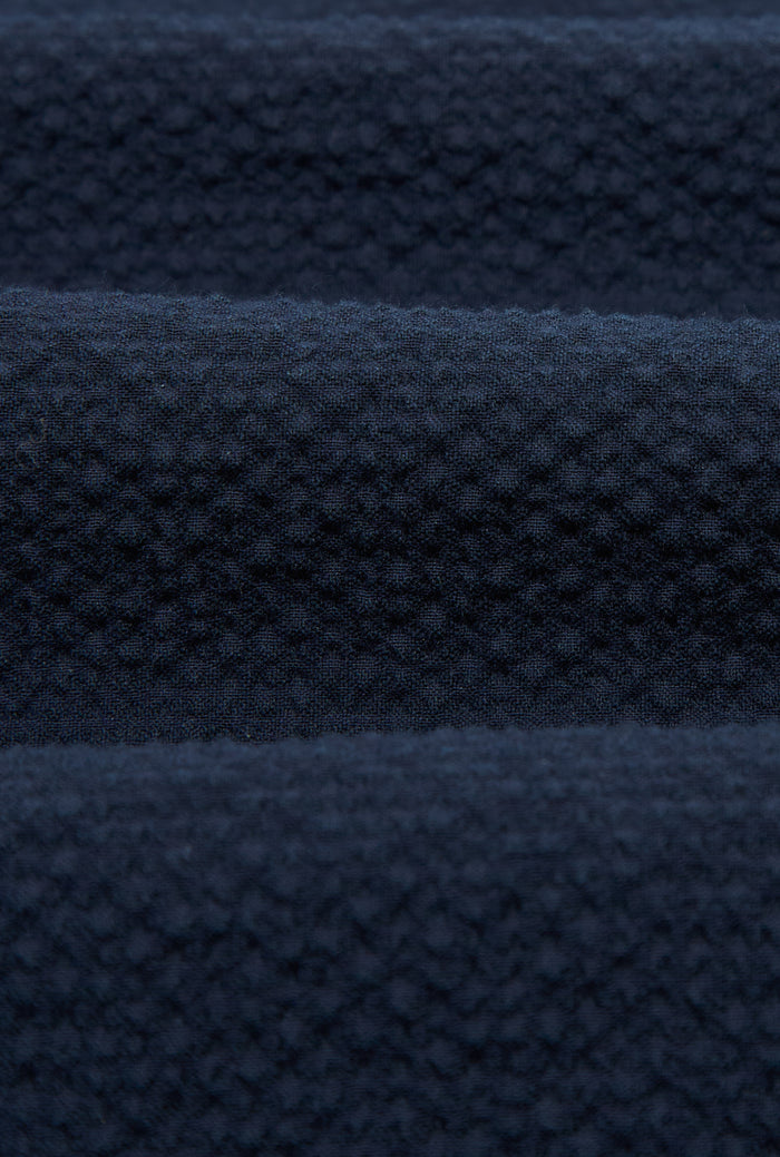 Navy Flat Front Seersucker Trousers