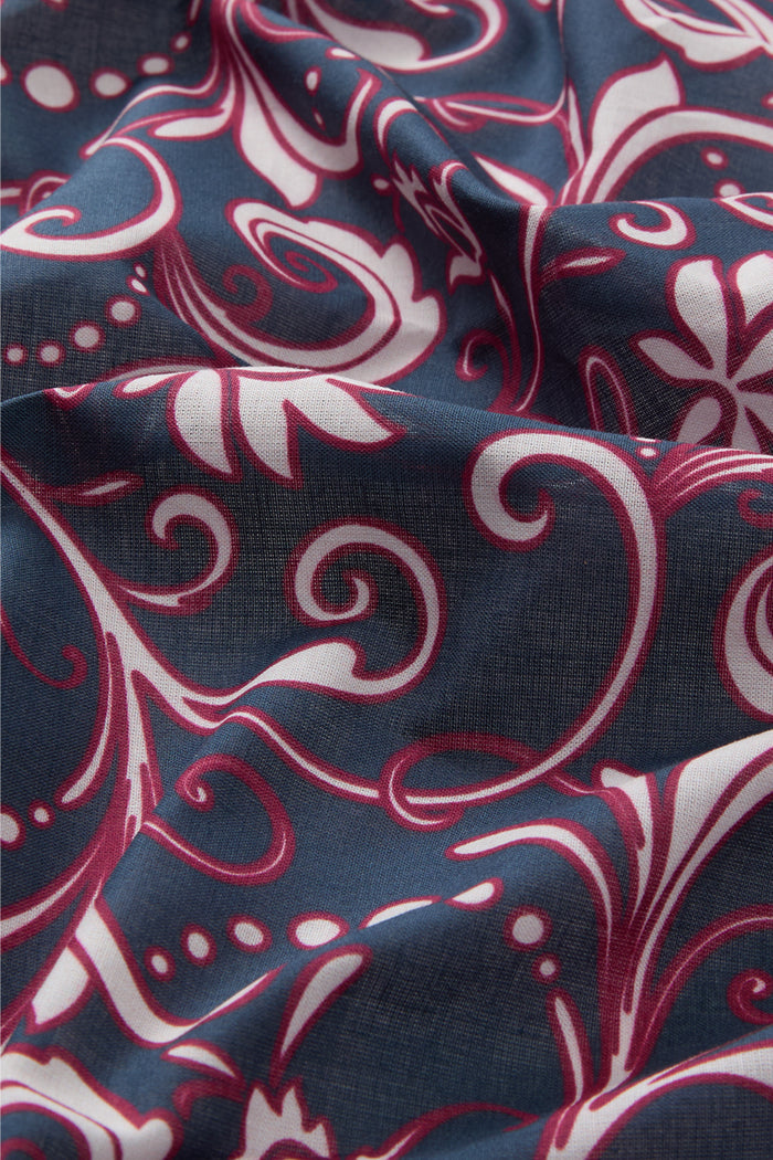 Navy Floral Print Cotton Bandana