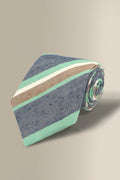 Navy & Green Stripe Cotton & Silk Tie