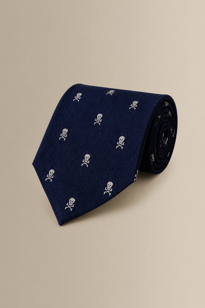 Navy Heritage Skull & Crossbones Woven Silk Tie