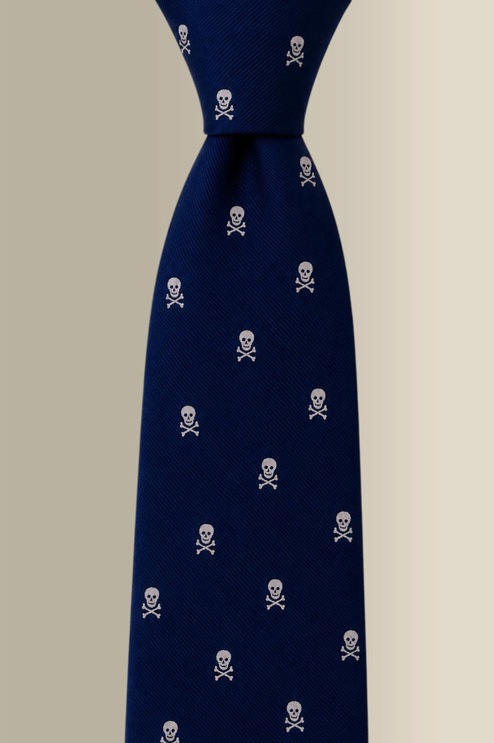 Navy Heritage Skull & Crossbones Woven Silk Tie