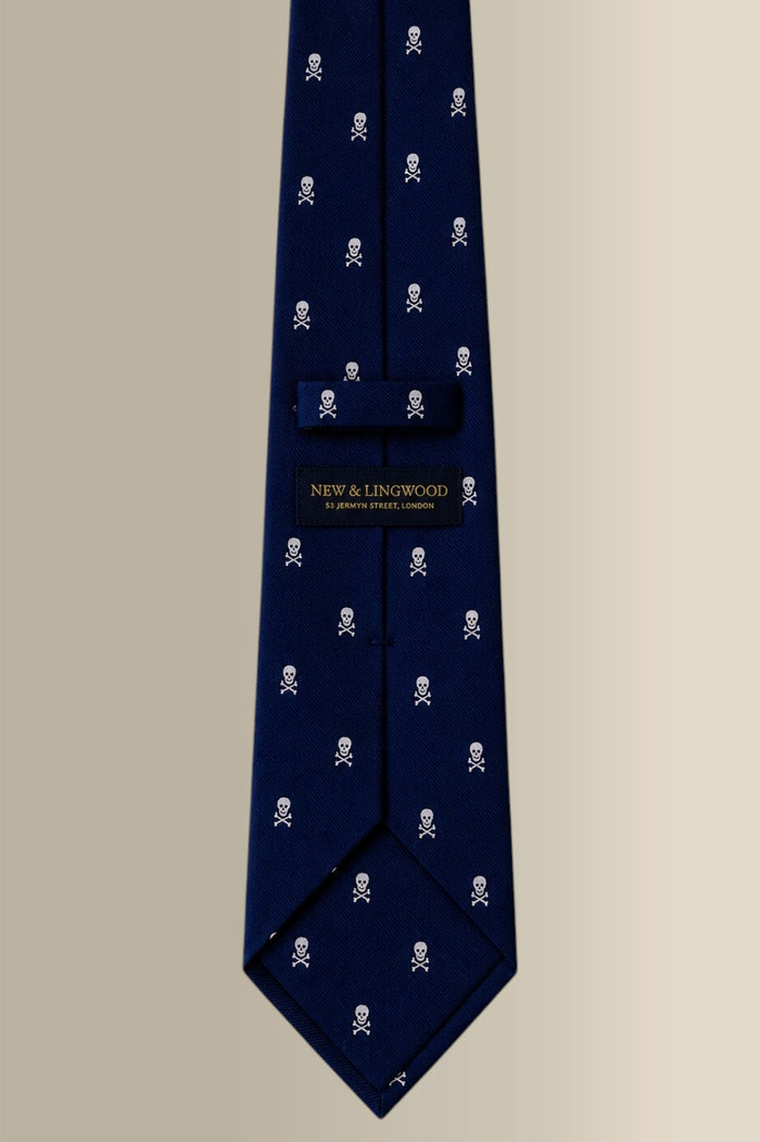 Navy Heritage Skull & Crossbones Woven Silk Tie