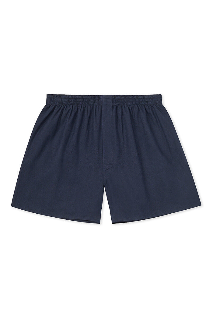 Navy Herringbone Brushed Cotton Boxer Shorts