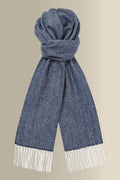 Navy Herringbone Cashmere Scarf